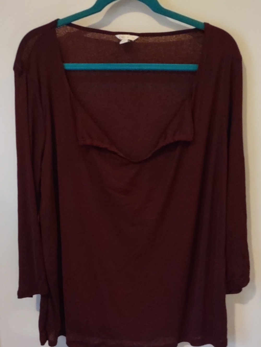 Cato Maroon Long Sleeve Scoop Neck Top